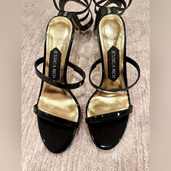 Jessica Rich Women's Black Goddess Back-Zipper Stiletto Sandals SZ US 6 1/2-7. - Picture 6 of 14